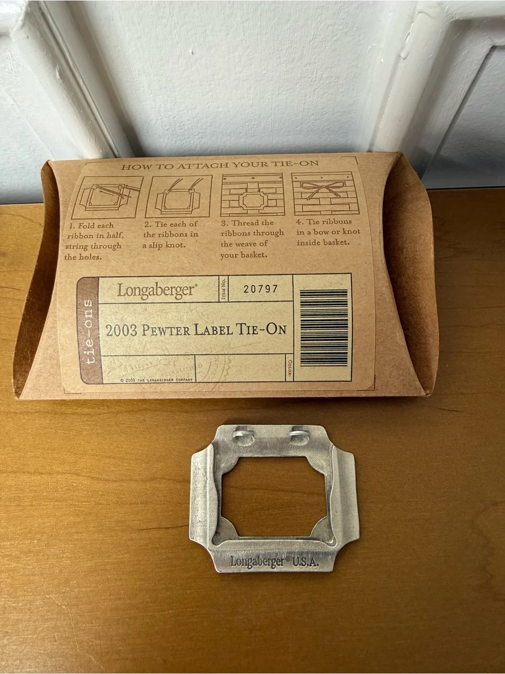 Longaberger Silver Decorative Frame Accent with Cream Ribbon